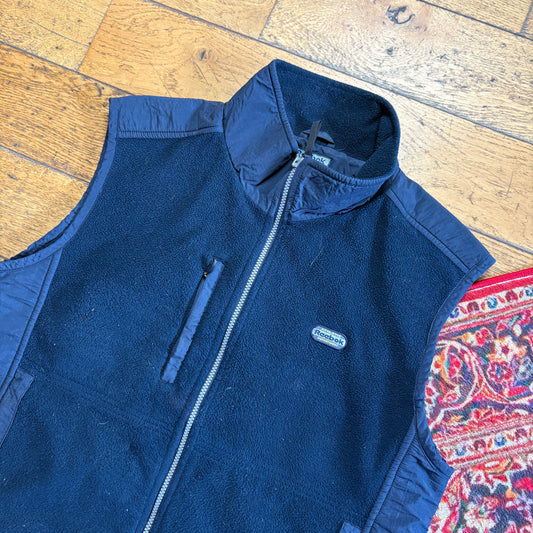 Vintage Reebok Navy Fleece Zip Gilet Vest - L