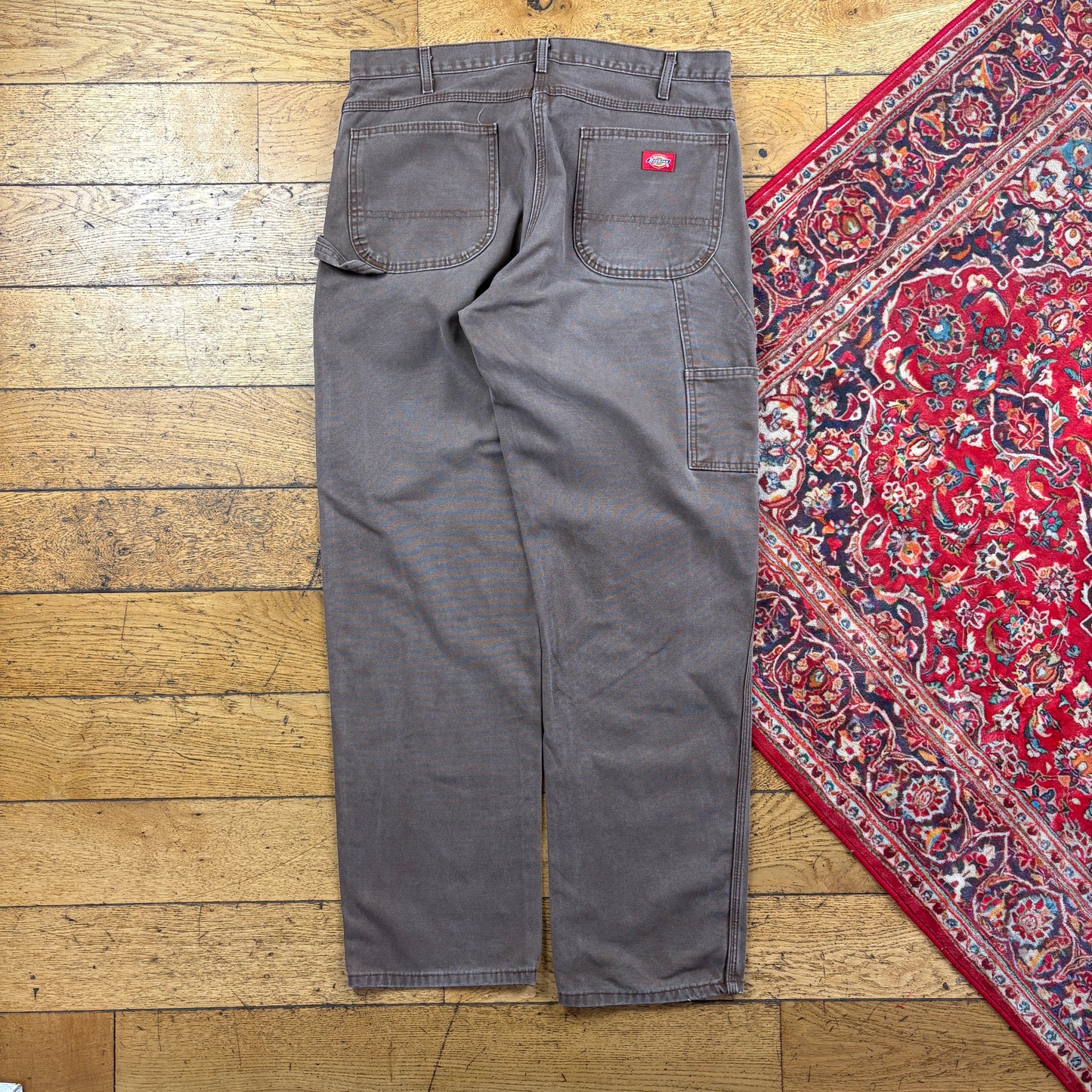 Vintage Dickies Brown Workwear Carpenter Baggy Trousers - 36