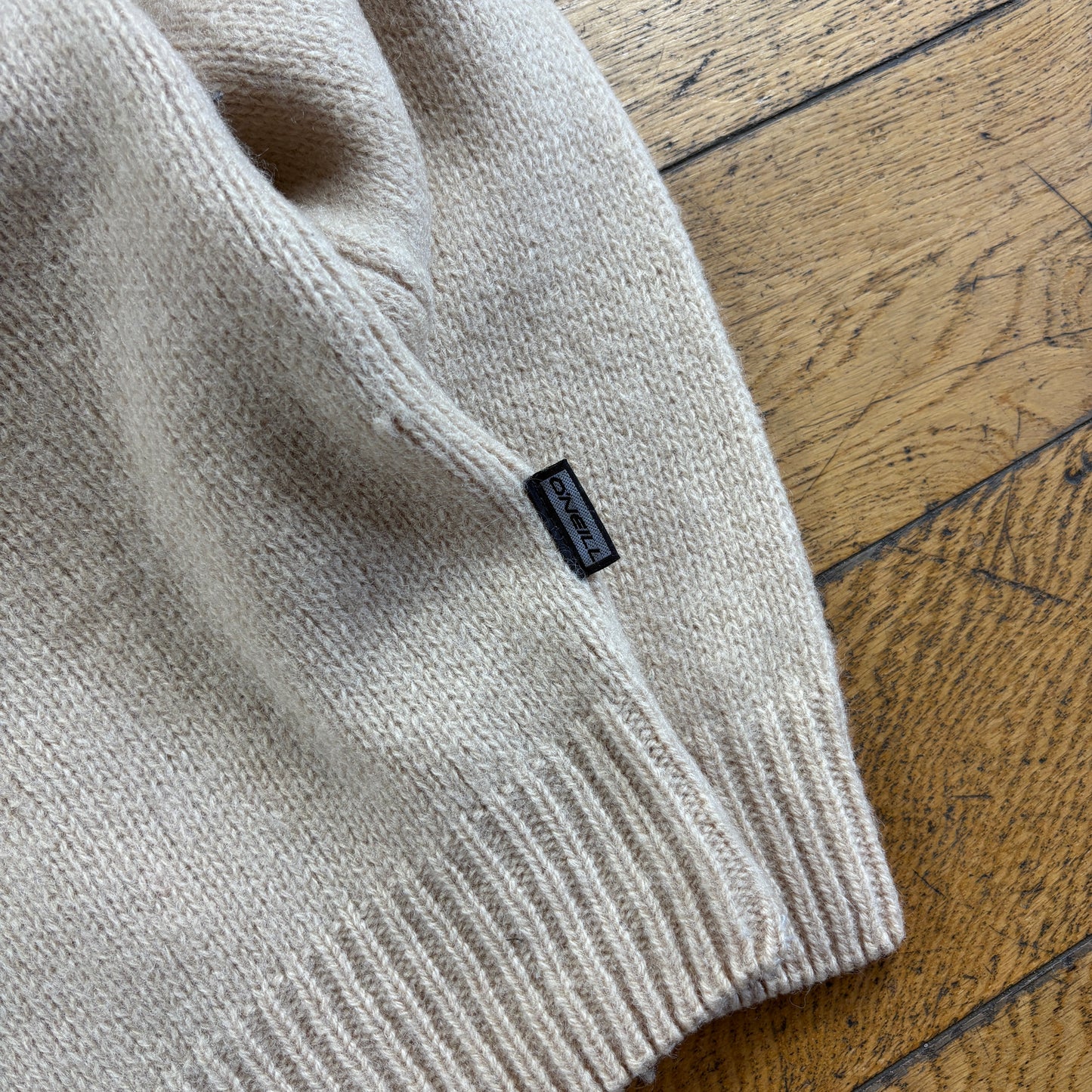 Vintage Oneill Surfwear Cream Knit Embroidered Sweatshirt - M