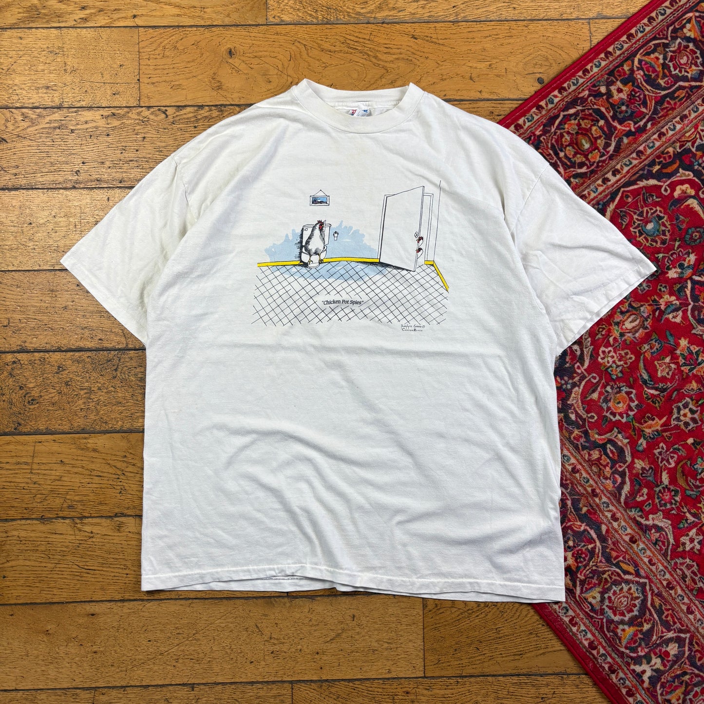 Vintage 90s Funny White Penguin Single Stitch Graphic T-Shirt - 2XL