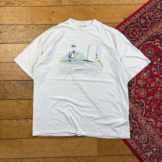 Vintage 90s Funny White Penguin Single Stitch Graphic T-Shirt - 2XL