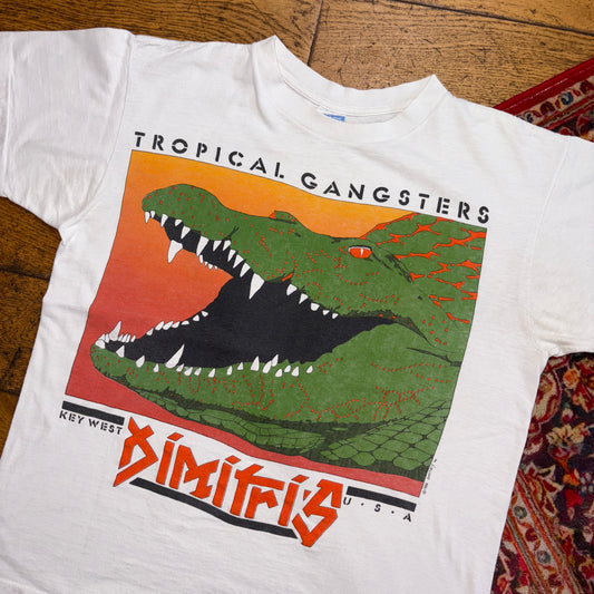 Vintage 1988 White Crocodile Gator Single Stitch Graphic T-Shirt - S