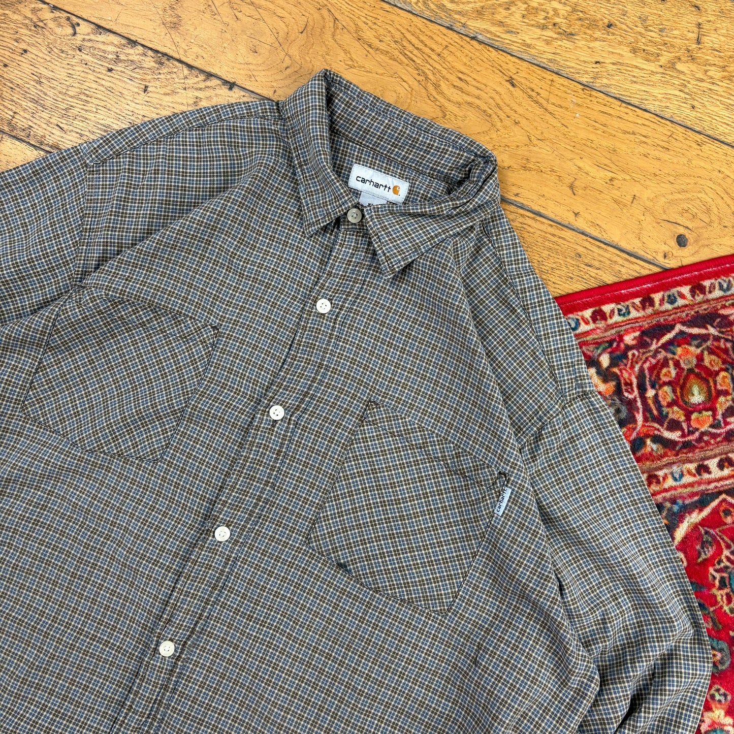 Vintage Carhartt Brown Green Check Shirt - XL