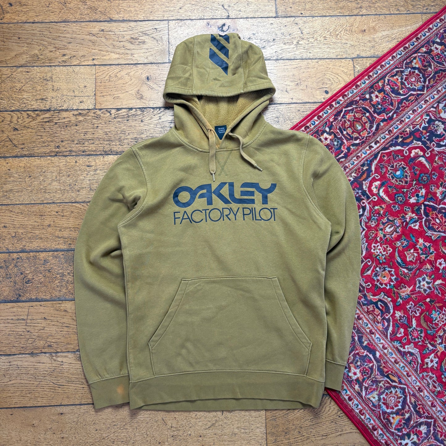 Vintage Oakley Green Brown Khaki Hoodie Sweatshirt - M