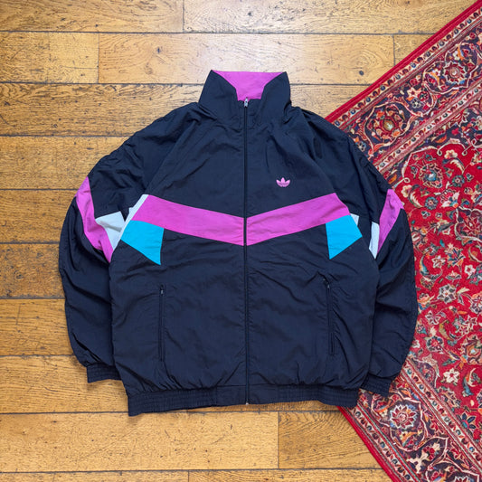 Vintage 90s Adidas Black Pink Tracksuit Track Shell Windbreaker Jacket - XL