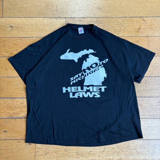 Vintage 90s Motorbike USA Single Stitch Black Graphic T-Shirt - 3XL