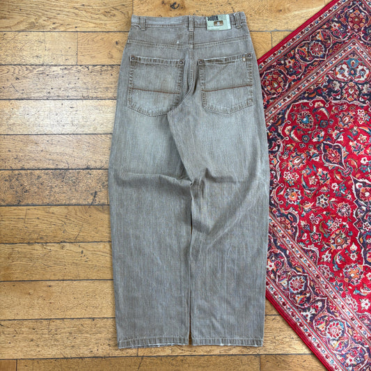 Vintage Southpole Brown Embroidered Y2K Hip Hop Baggy Jeans - 32