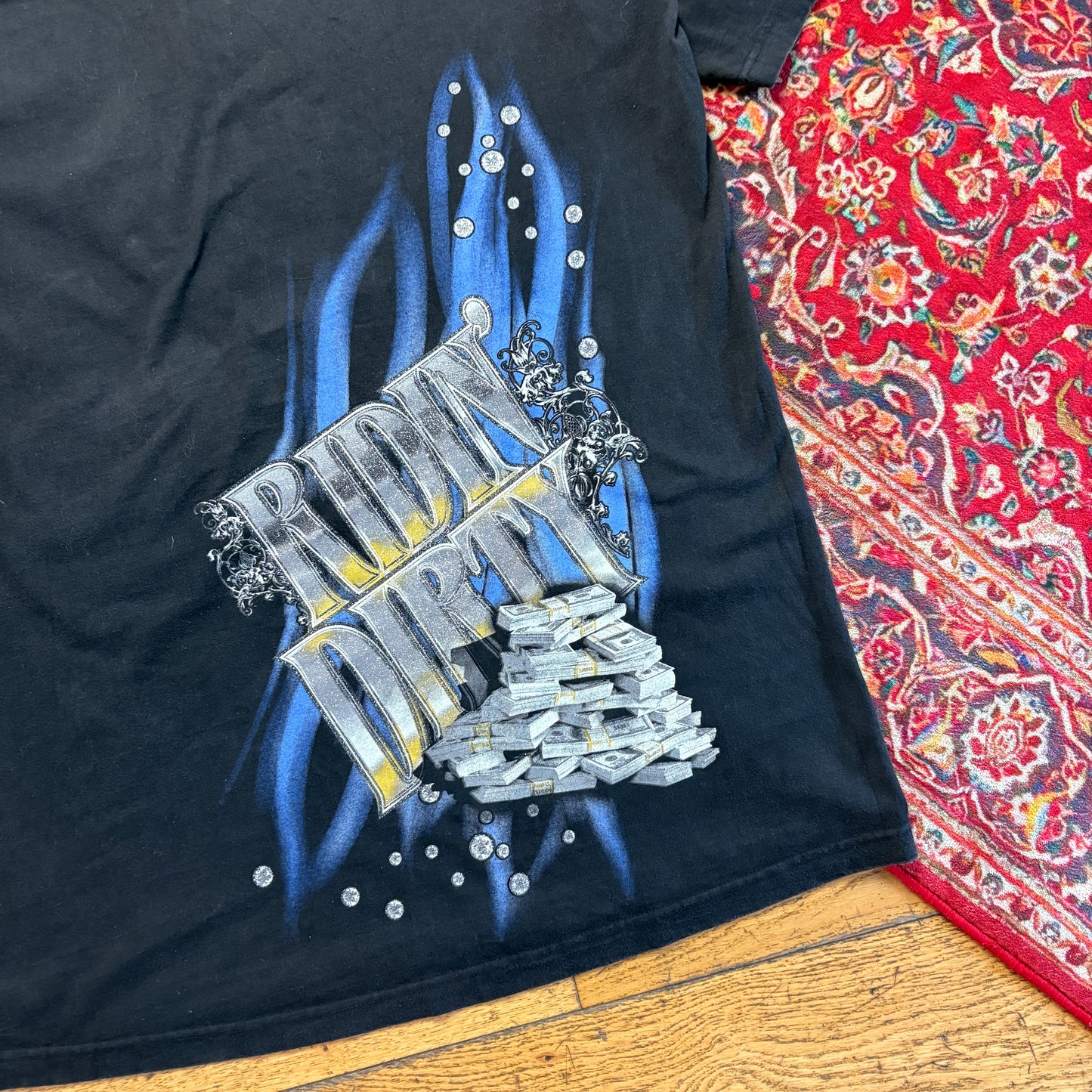 Vintage Fuya 2006 Black Hip Hop 3D Graphic T-Shirt - XL