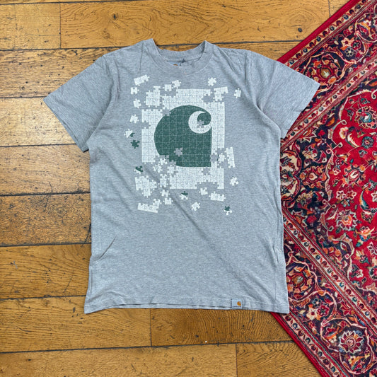 Vintage Carhartt WIP Grey Jigsaw Graphic T-Shirt - XS