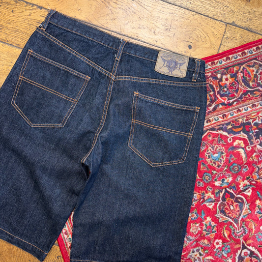 Vintage Embroidered Hip Hop Y2K Black Baggy Shorts Jorts - 36