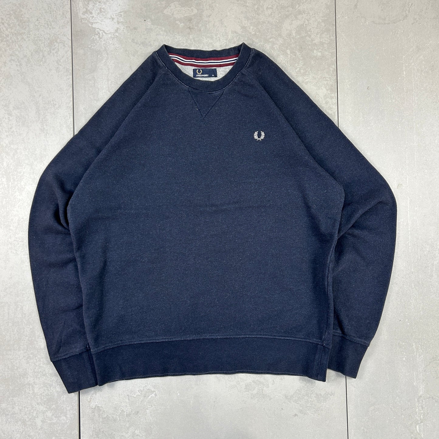 Vintage Fred Perry Navy Embroidered Sweatshirt - XL