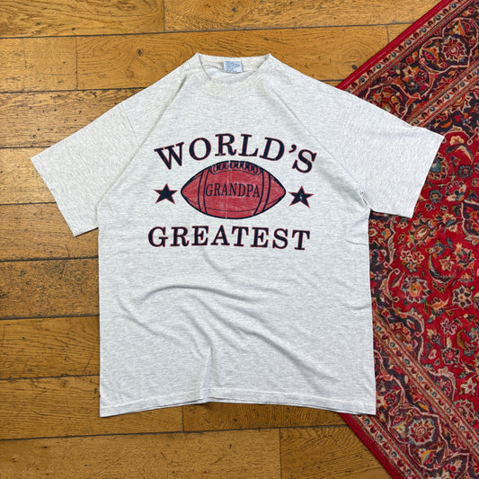 Vintage 90s Grandpa Grey Funny Single Stitch Graphic T-Shirt - XL