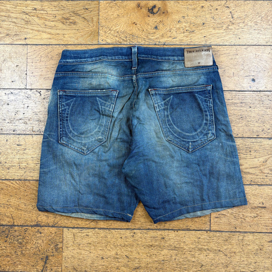 Vintage True Religion Blue Embroidered Y2K Shorts Jorts - 34