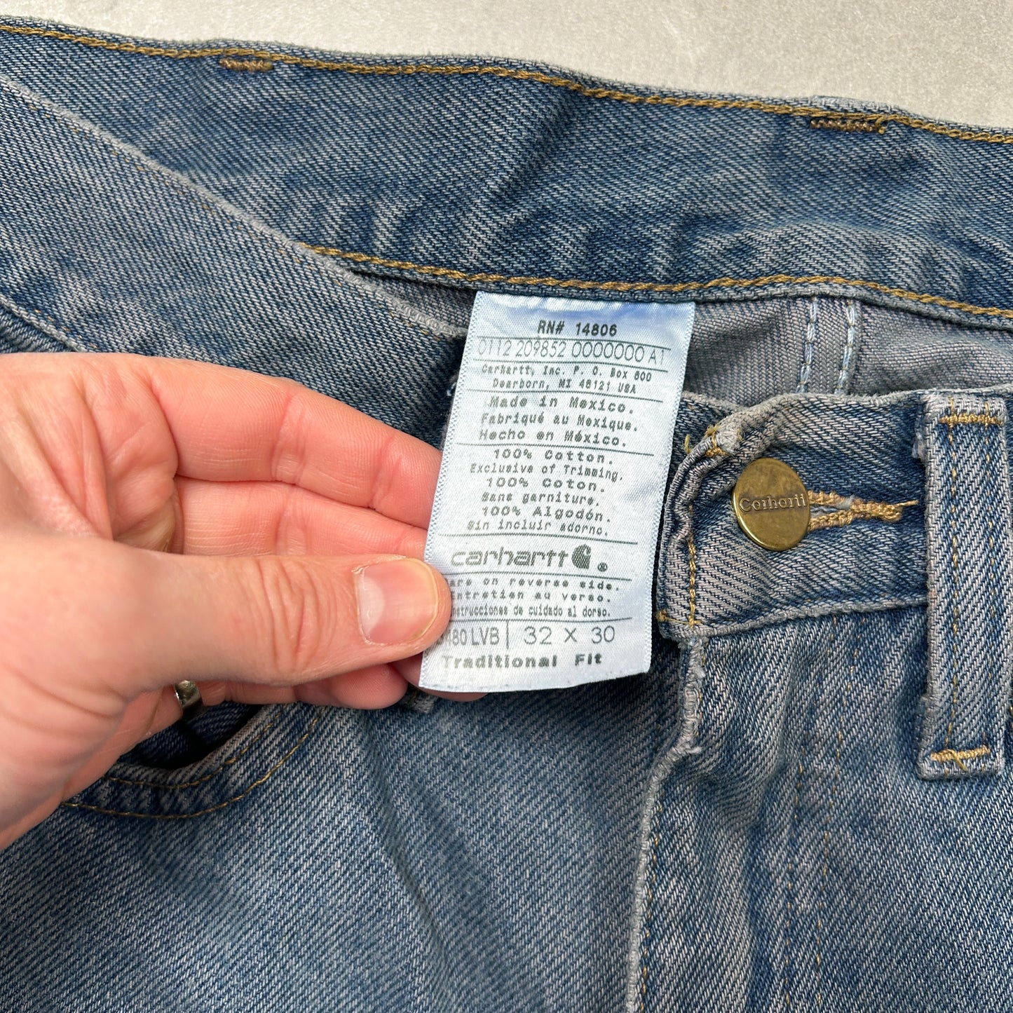 Vintage Carhartt Workwear Carpenter Baggy Blue Jeans - 32