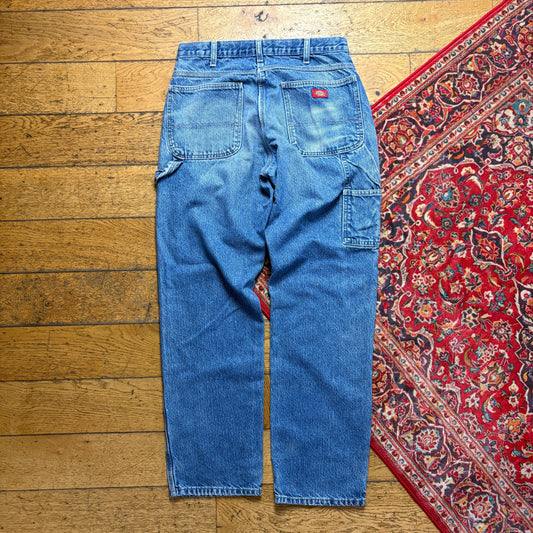 Vintage Dickies Workwear Carpenter Baggy Blue Jeans - 34L