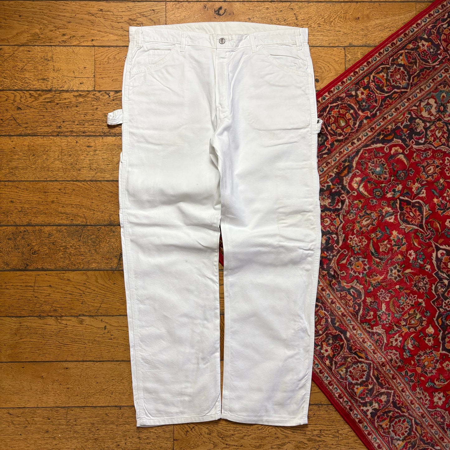 Vintage Dickies Workwear Carpenter White Baggy Trousers - 38R