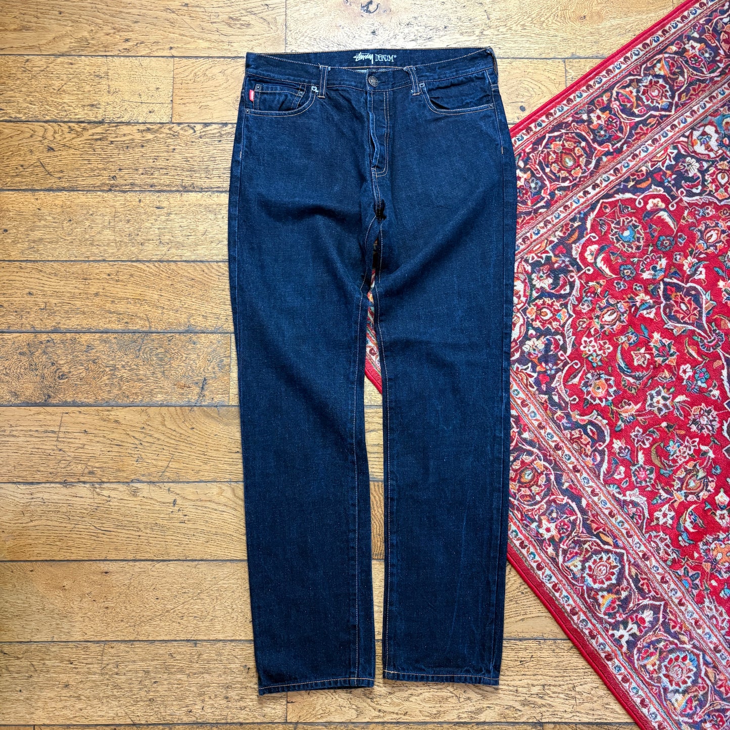 Vintage Stussy Dark Blue Indigo Slim Fit Jeans - 34R