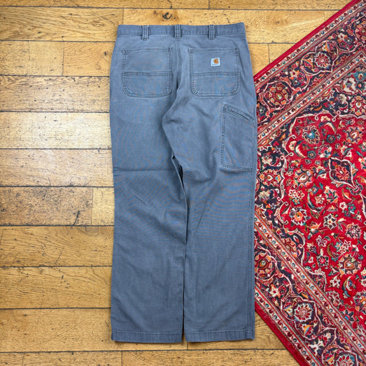 Vintage Carhartt Grey Workwear Carpenter Baggy Trousers - 34