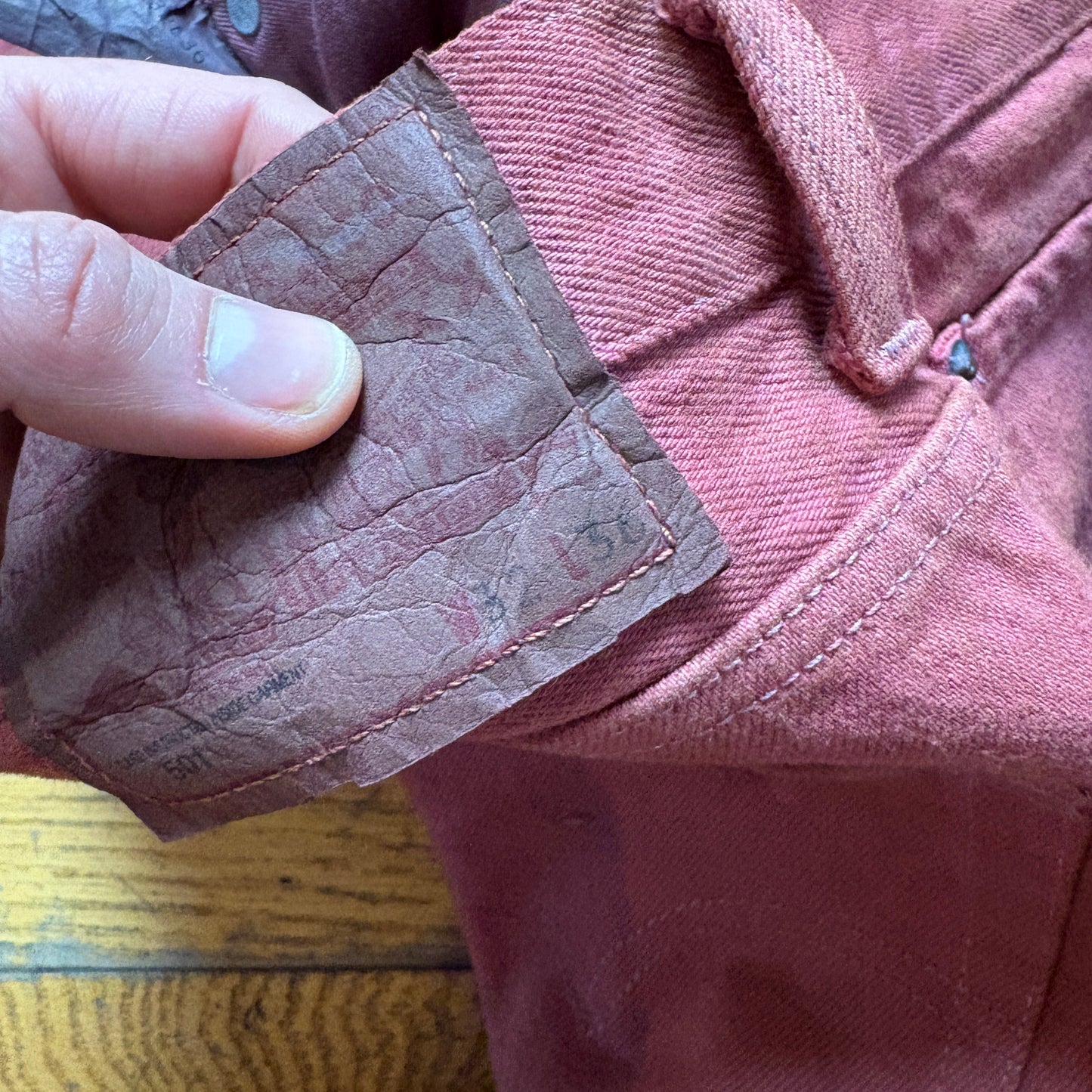 Vintage Levis 501 Straight Burgundy Pink Denim Jeans - 30S