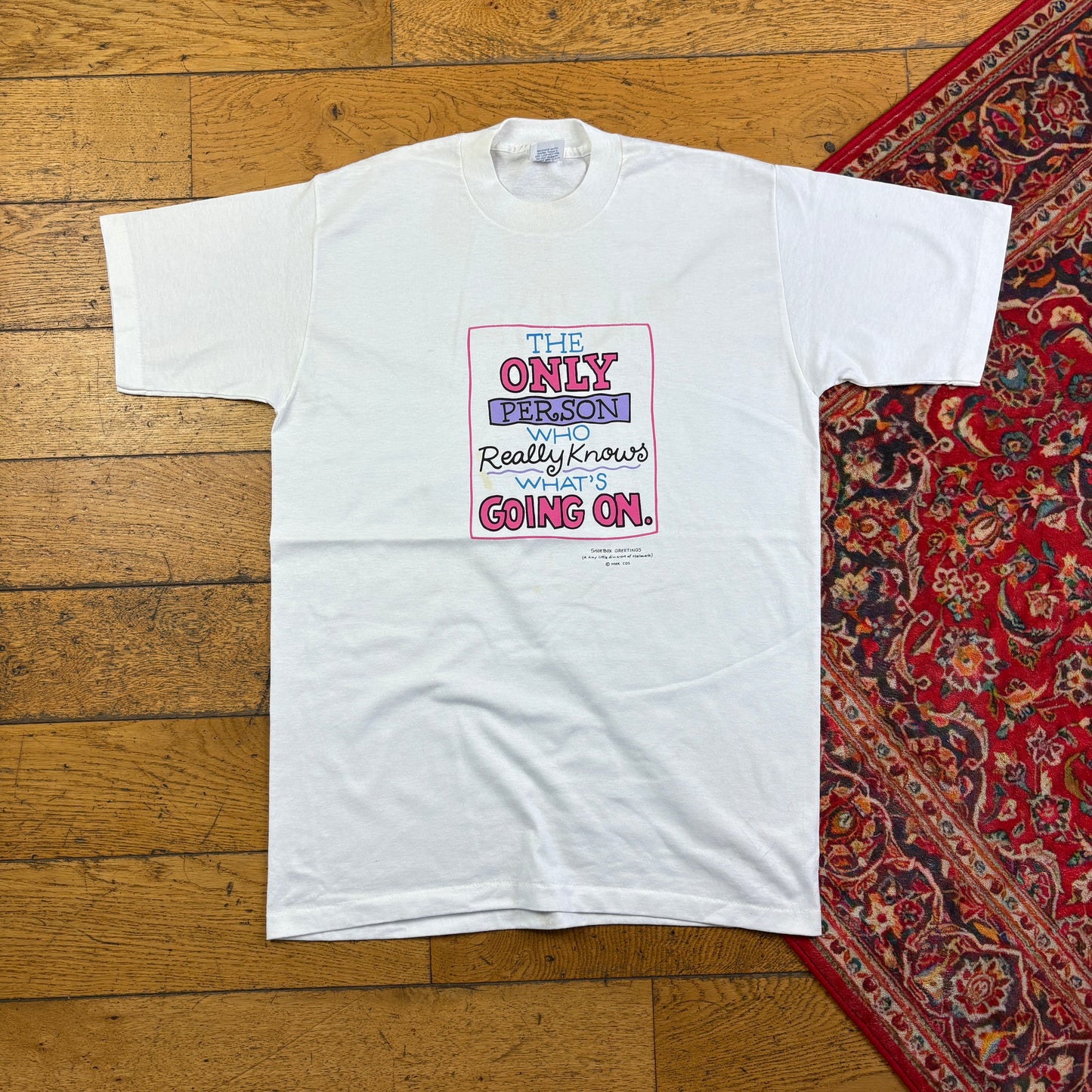 Vintage 90s Funny White Single Stitch Graphic T-Shirt - S