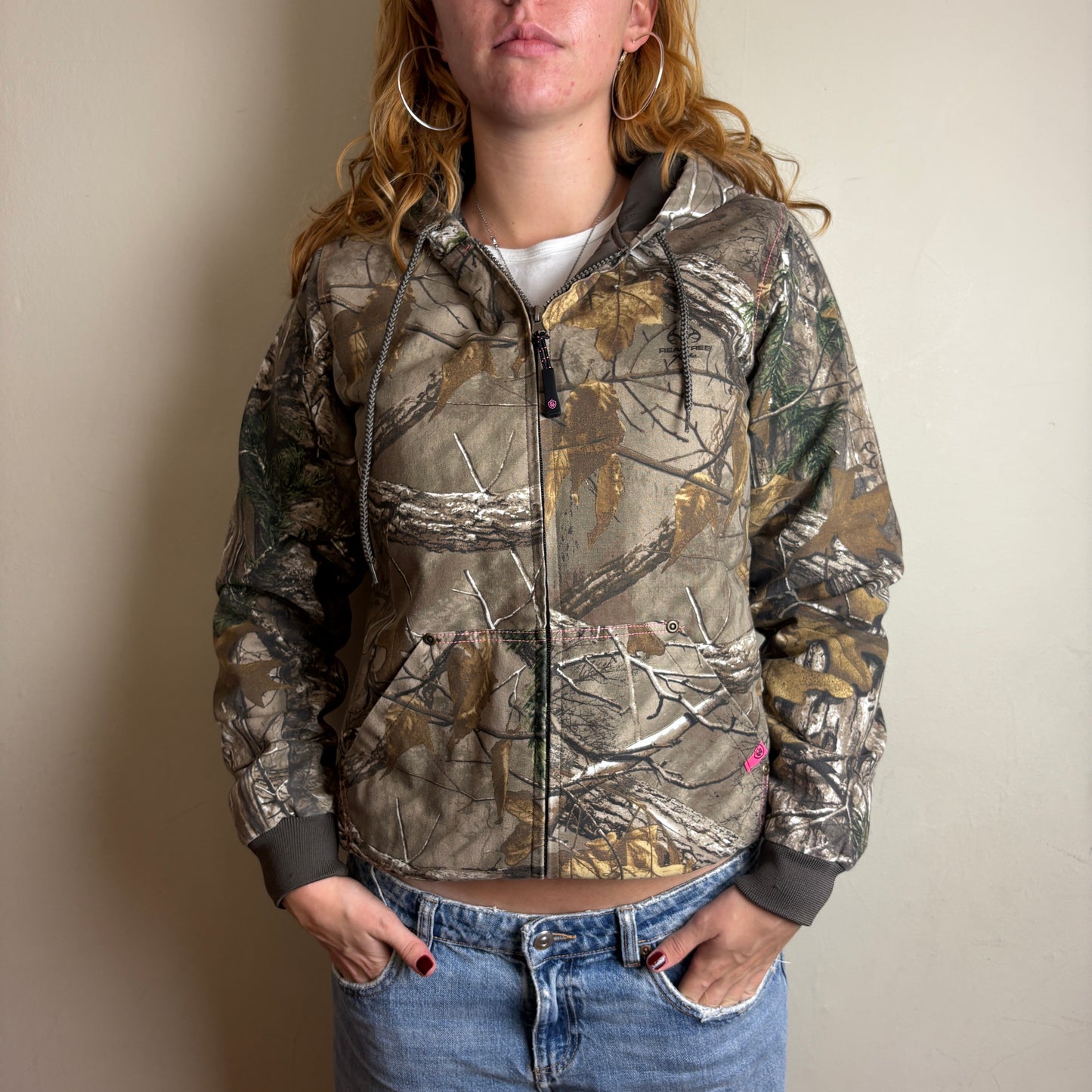 Vintage Realtree Womens Green Camo Hooded Active Workwear Jacket - S