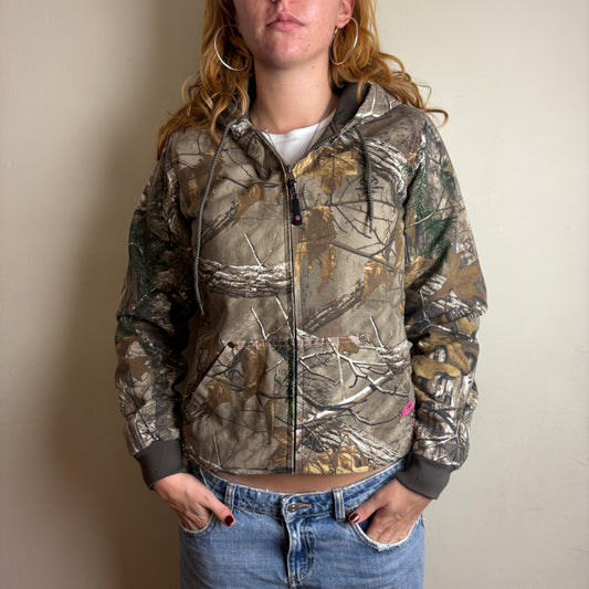Vintage Realtree Womens Green Camo Hooded Active Workwear Jacket - S
