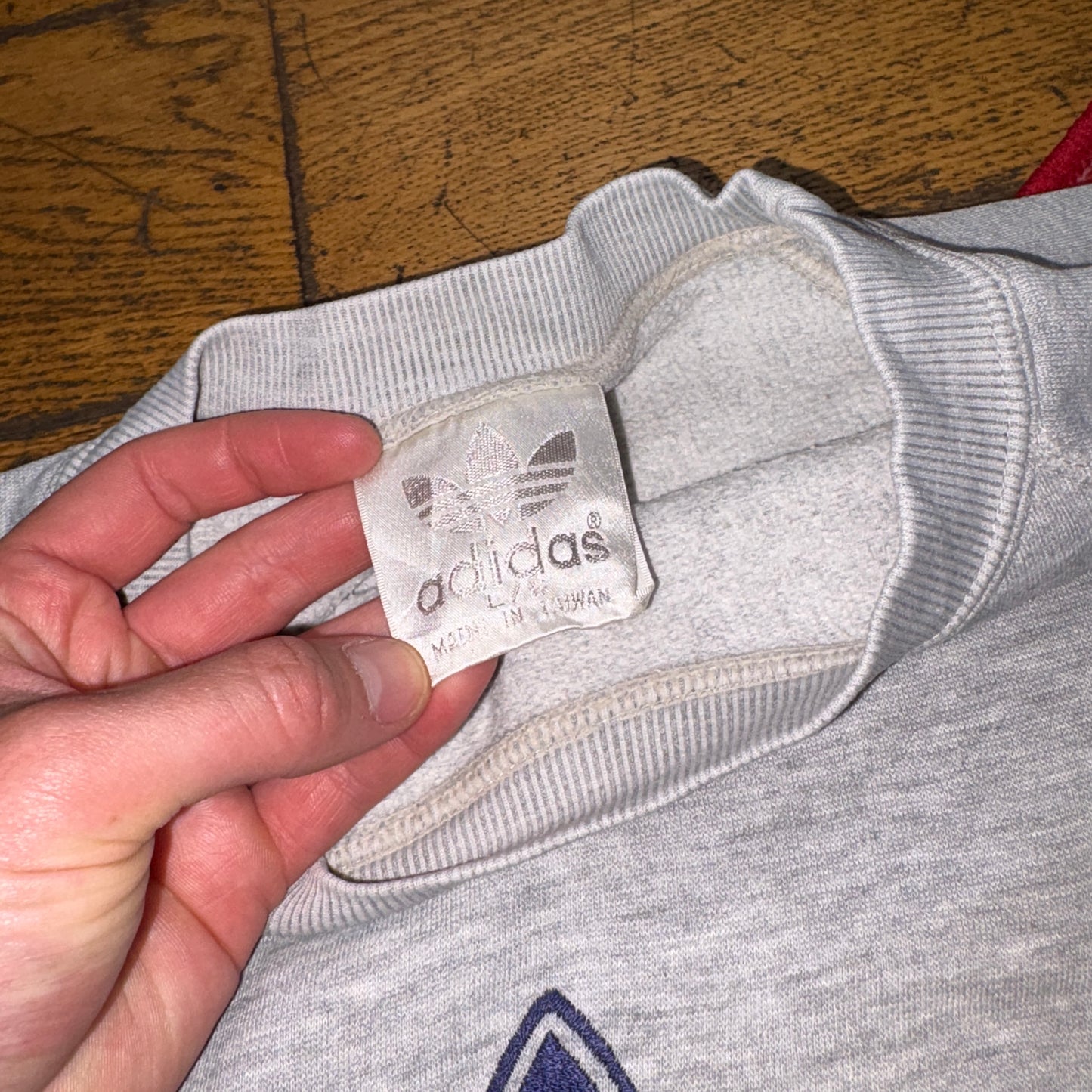 Vintage 80s Adidas Grey Boxy Embroidered Sweatshirt - M