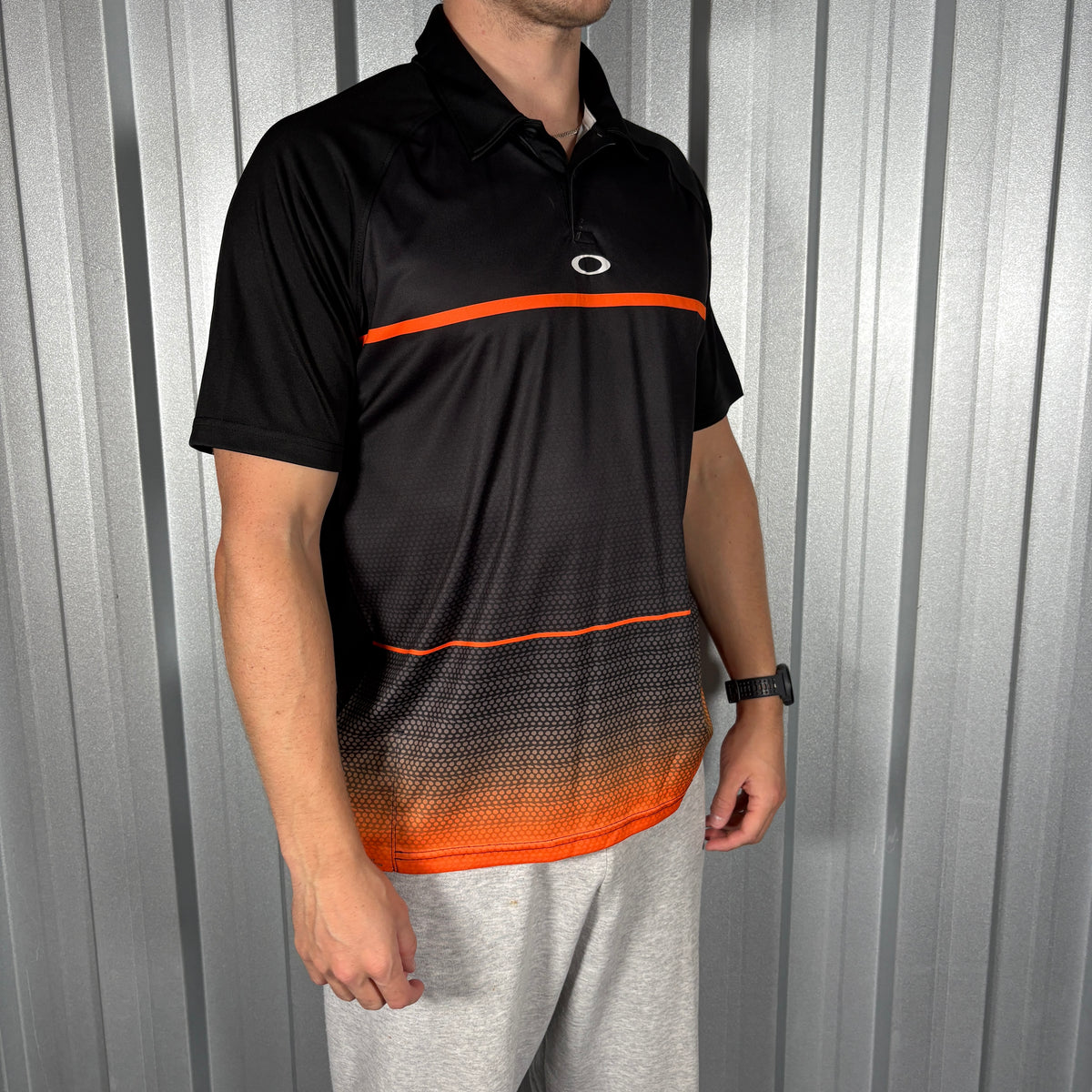Oakley Black Orange Golf Polo T Shirt - M