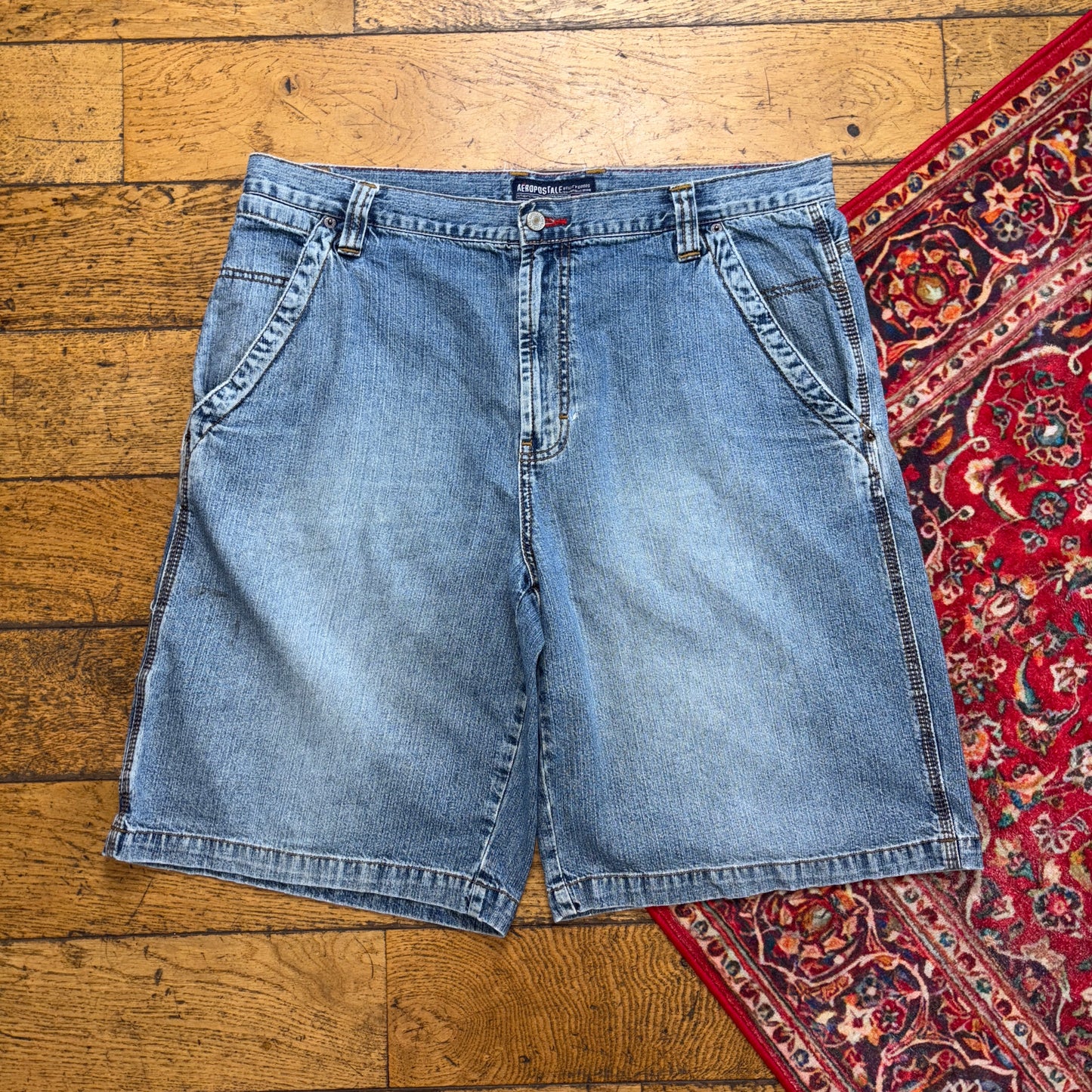 Vintage Aeropostale Carpenter Blue Y2K Hip Hop Baggy Jeans Shorts Jorts - 38