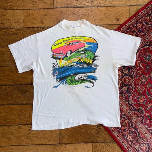 Vintage 1993 Car NASCAR Racing White Single Stitch Graphic T-Shirt - S