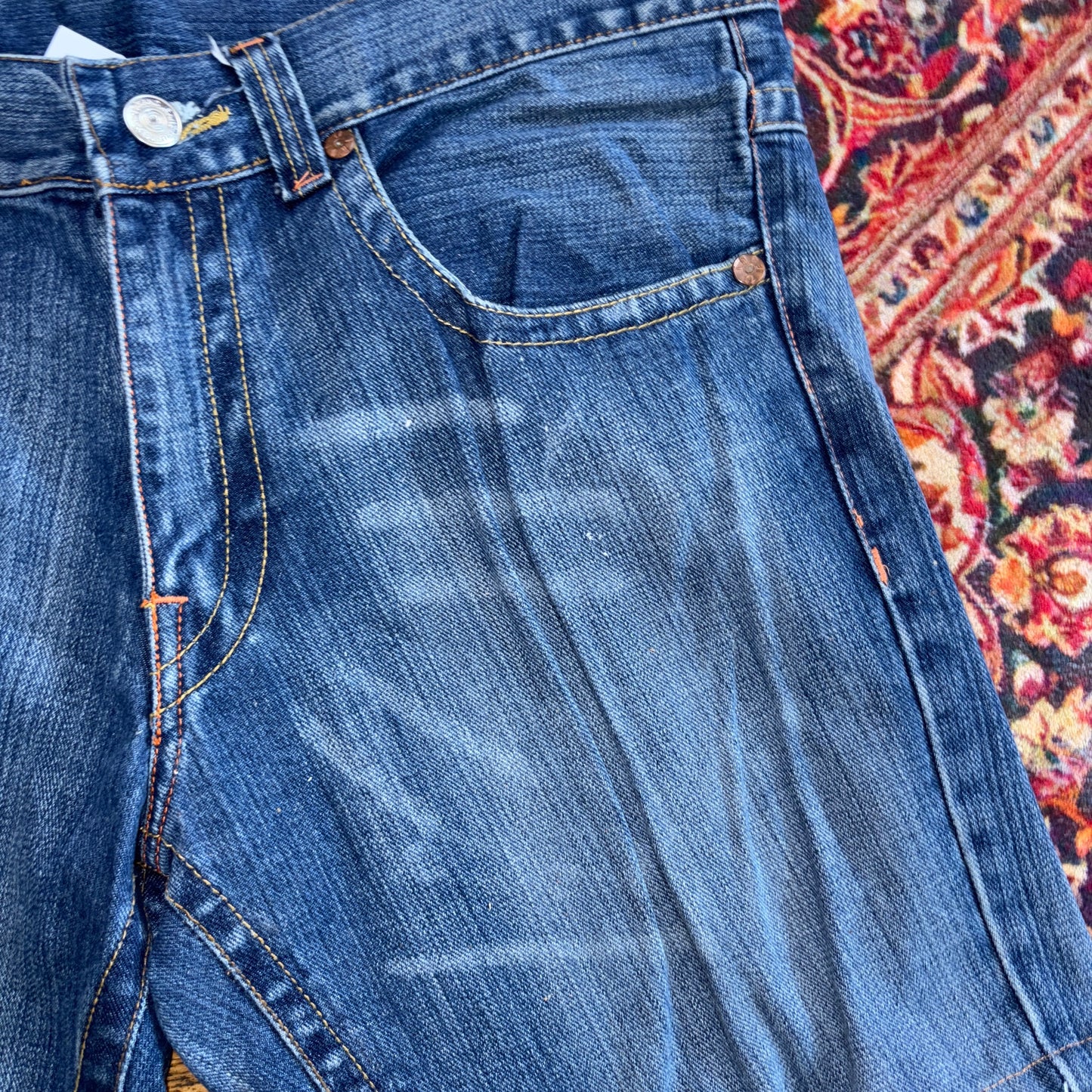 Vintage True Religion Blue Embroidered Y2K Shorts Jorts - 38
