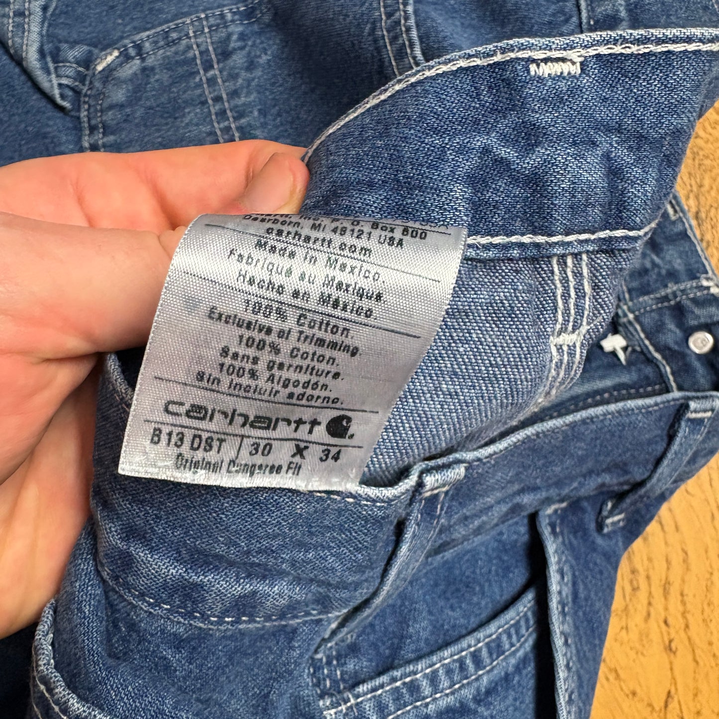 Vintage Carhartt Workwear Carpenter Baggy Blue Jeans - 30L