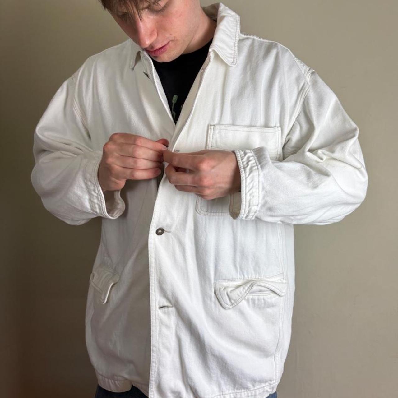 Vintage White Workwear Chore Utility Jacket - XL
