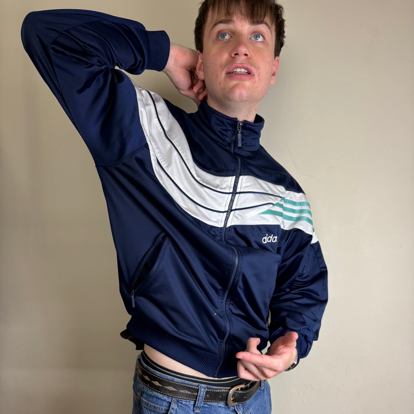 Vintage Adidas Navy 90s Tracksuit Track Jacket - M