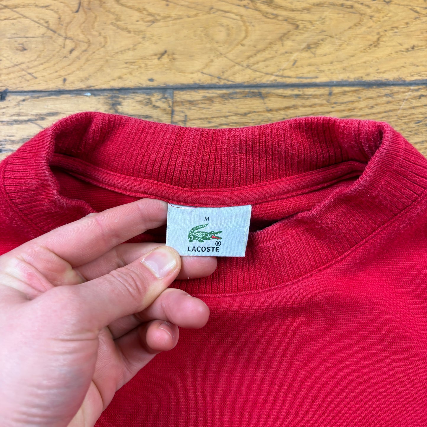 Vintage Lacoste Red Embroidered Sweatshirt - M