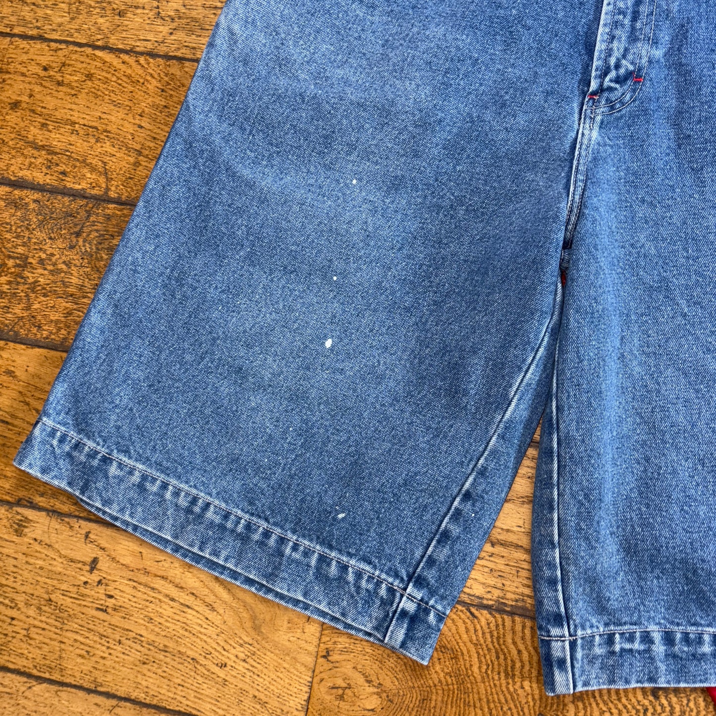 Vintage JNCO Style Embroidered Hip Hop Blue Baggy Shorts Jorts - 34