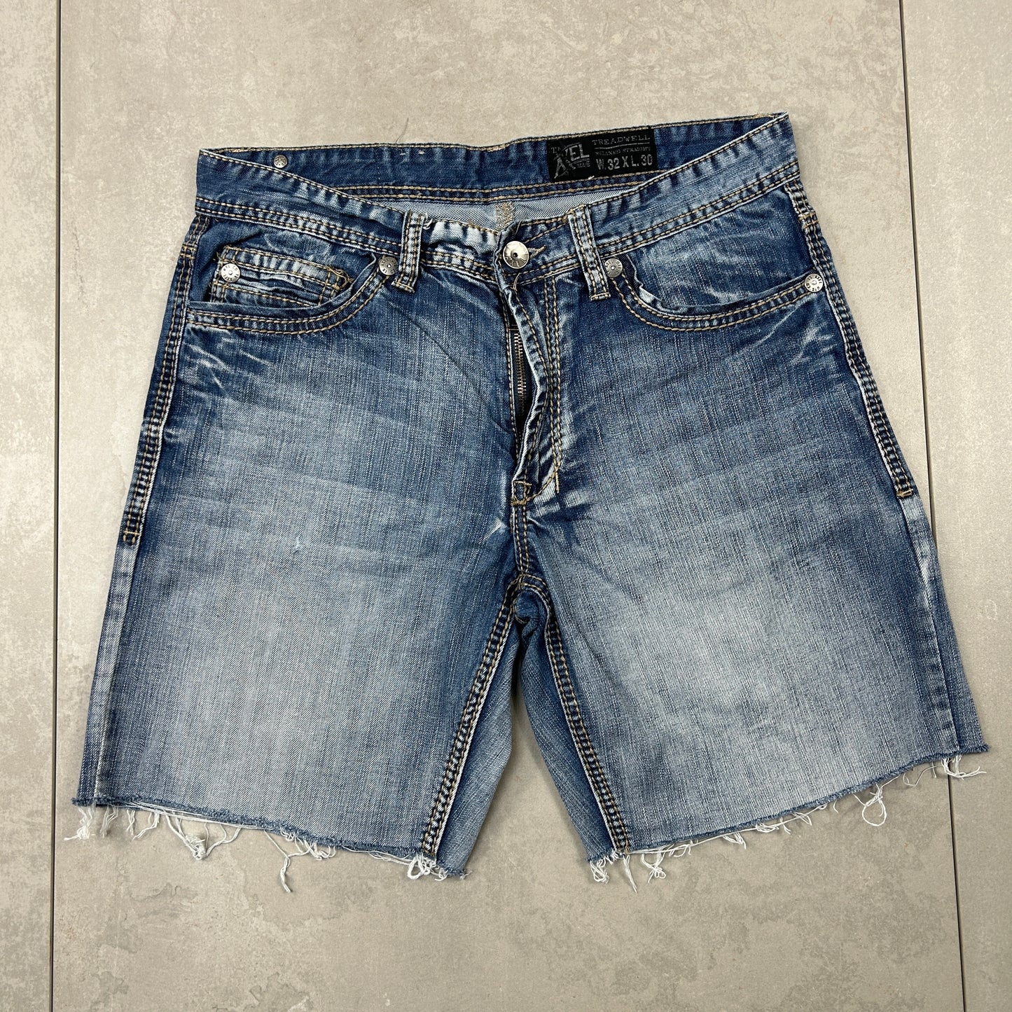 Vintage Axel Embroidered Hip Hop Baggy Shorts Blue Jorts - 32