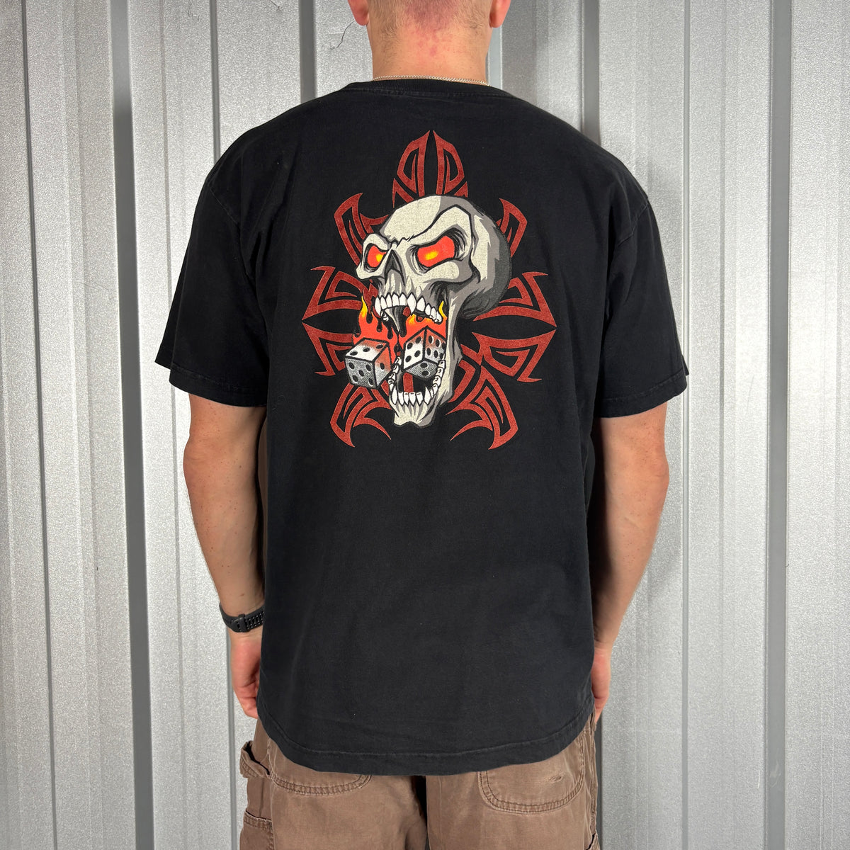 JNCO Black Flames Skull Hip Hop Y2K Graphic T-Shirt - M