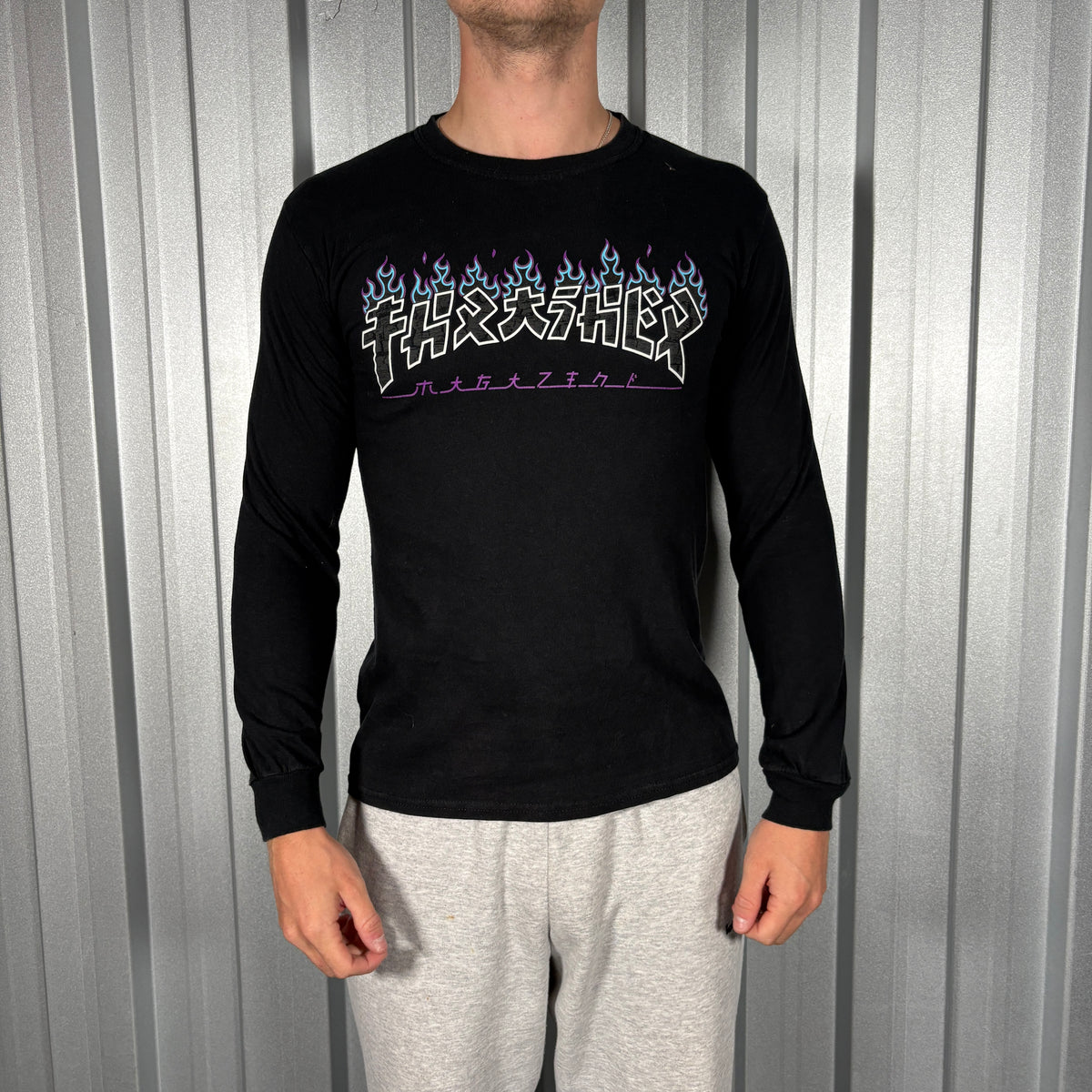 Thrasher Black Skate Graphic Long Sleeve T Shirt - XS