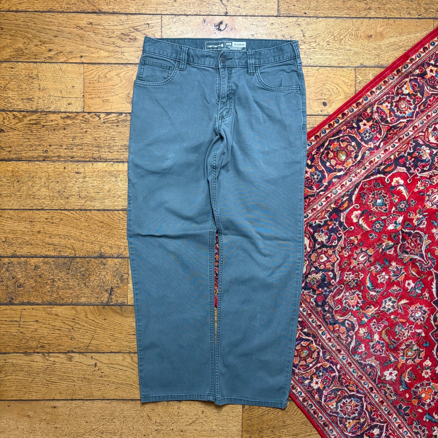 Vintage Carhartt Green Workwear Carpenter Straight Trousers - 31S