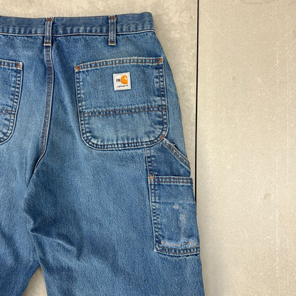 Vintage Carhartt Blue Workwear Carpenter Baggy Jeans - 34