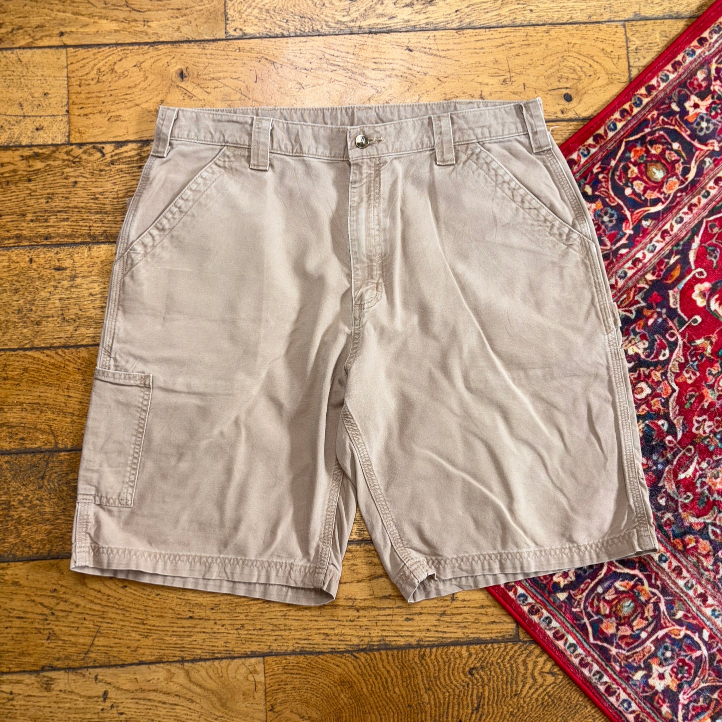 Vintage Carhartt Workwear Light Brown Baggy Carpenter Shorts - 38