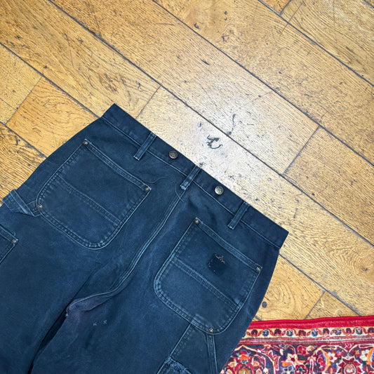 Vintage Carhartt Black Double Knee Workwear Carpenter Baggy Trousers - 34R