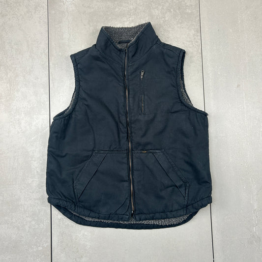 Vintage Lee Fleece Lined Workwear Gilet Vest Black - L