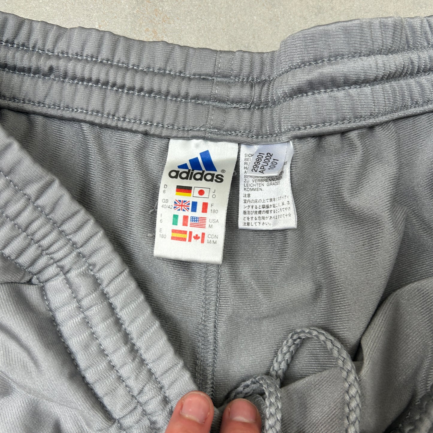 Vintage Adidas Grey Baggy Tracksuit Sweatpants Track Pants Bottoms - L
