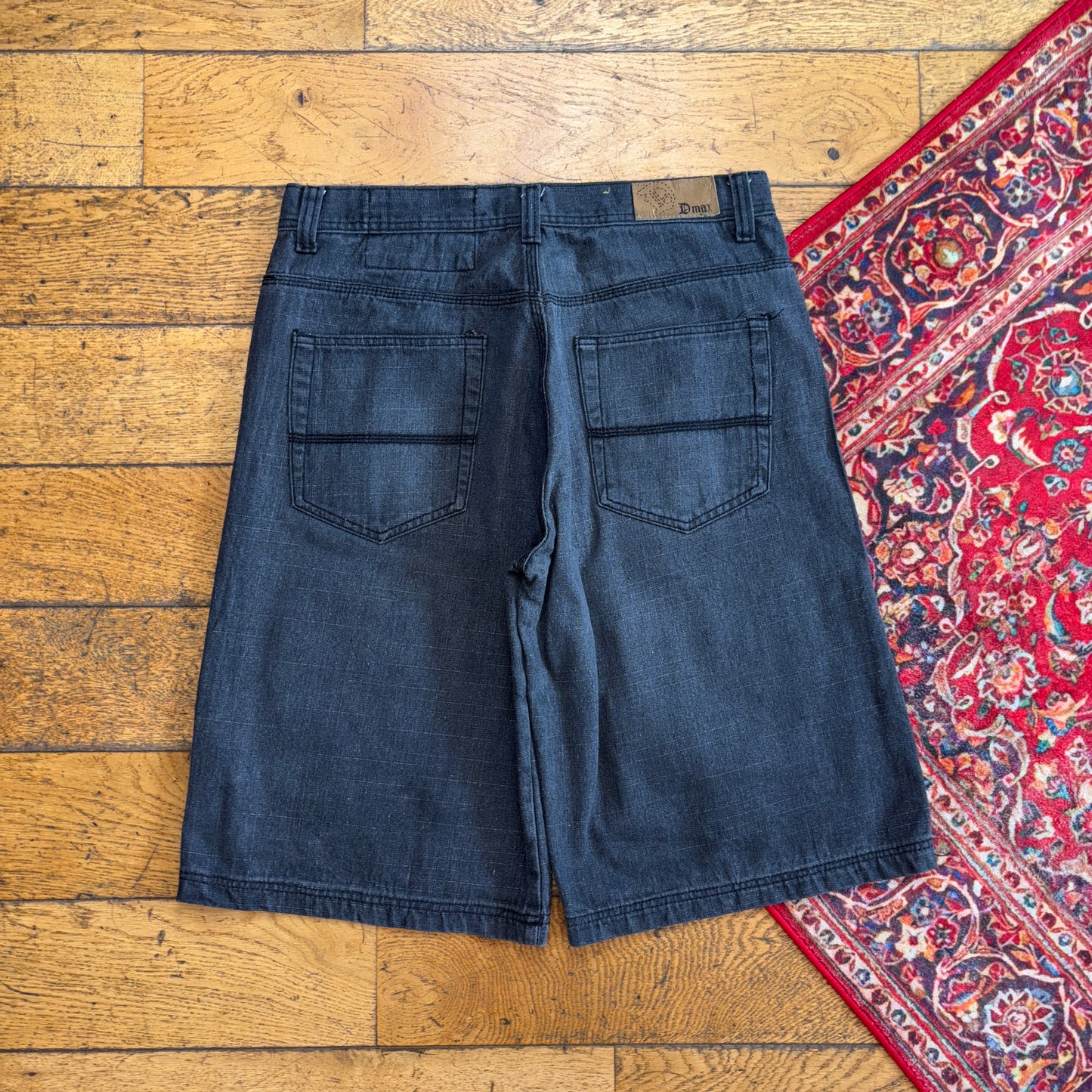 Vintage D Max Embroidered Black Hip Hop Baggy Shorts Jorts - 34