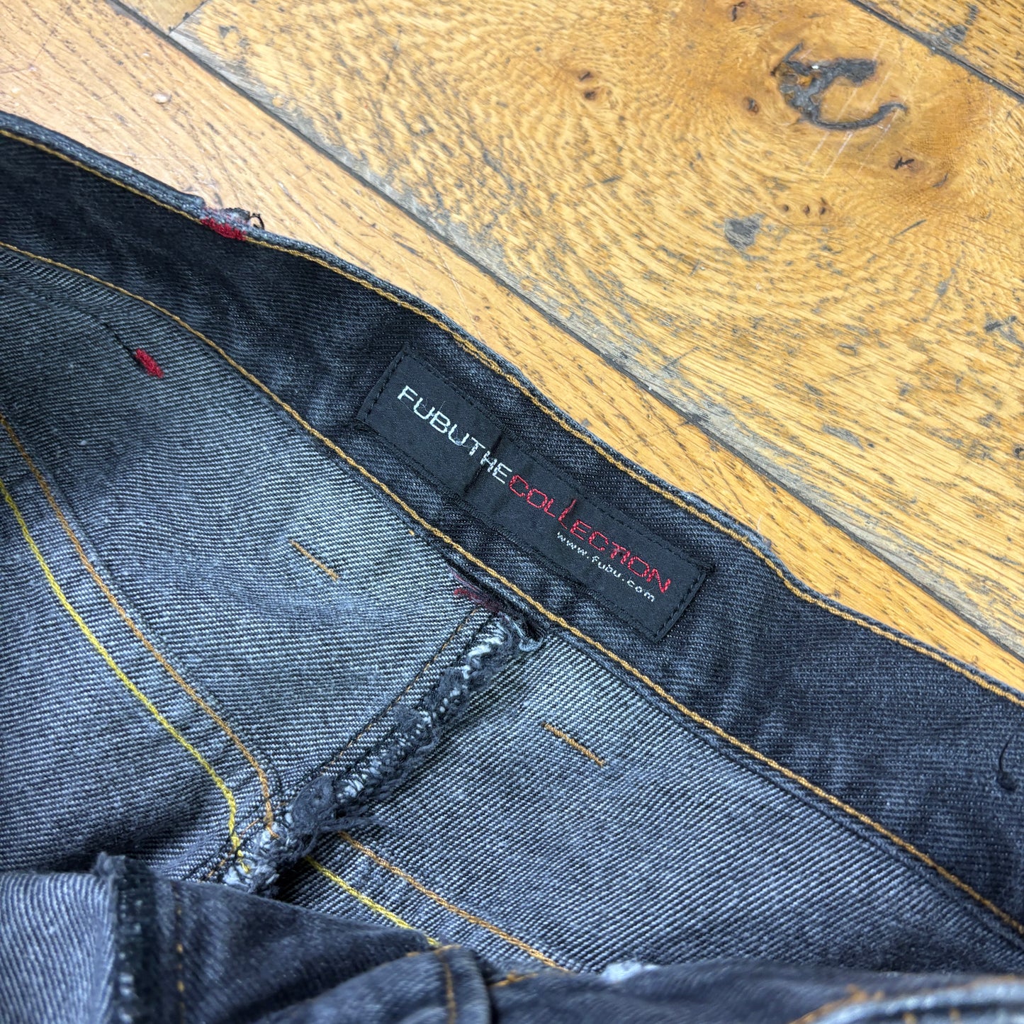 Vintage FUBU Black Embroidered Y2K Hip Hop Baggy Jeans - 34