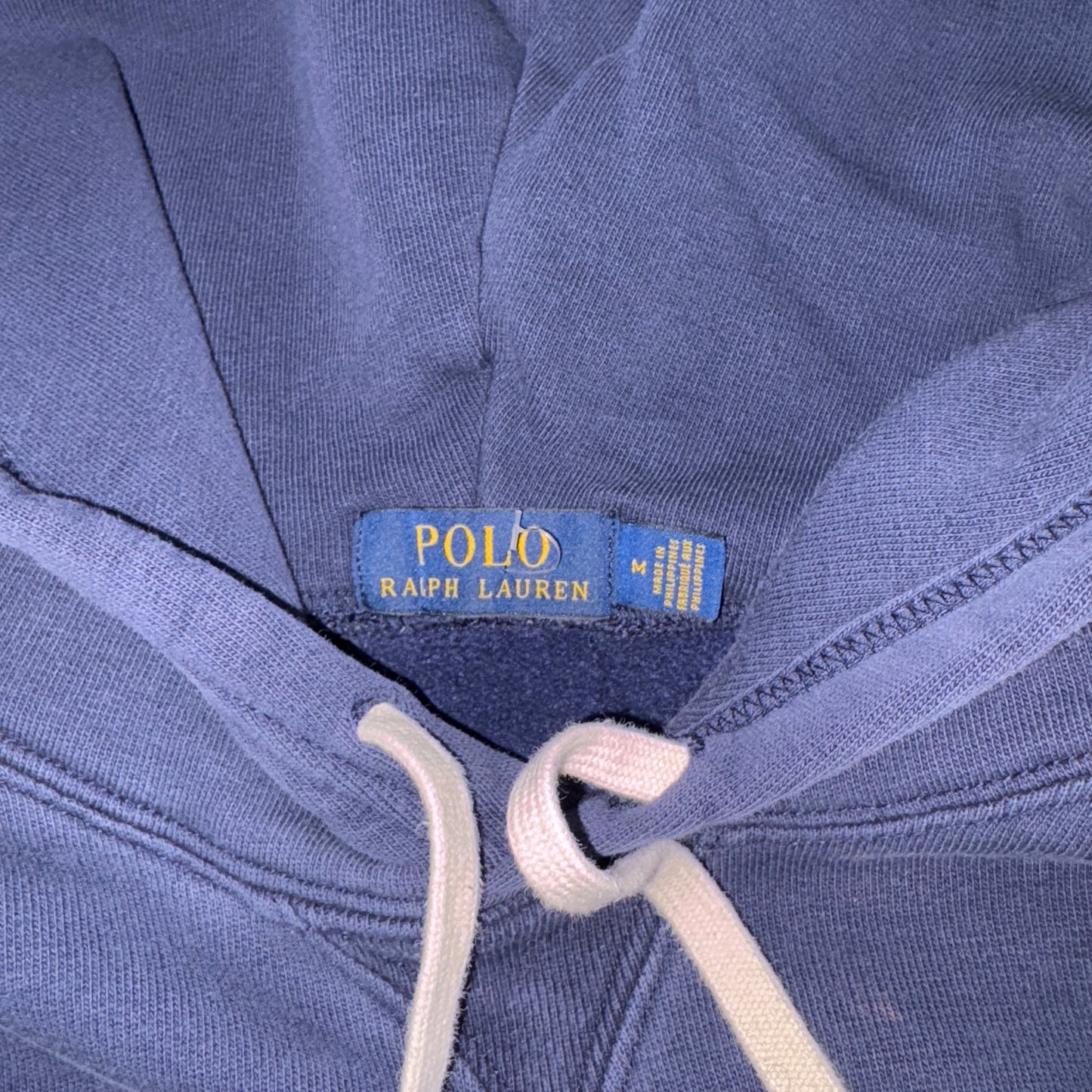 Vintage Ralph Lauren Navy Polo Spellout Hoodie Embroidered Sweatshirt - M