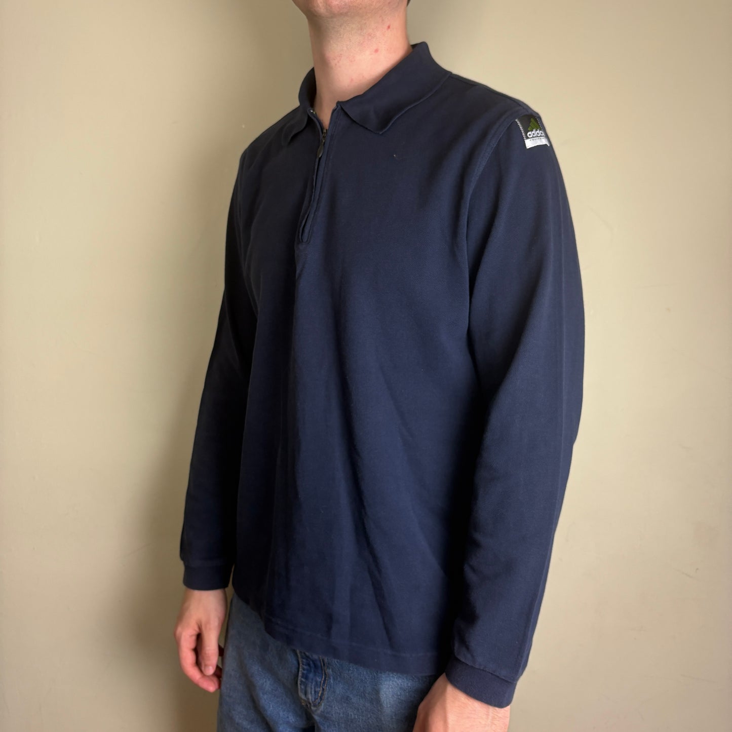 Vintage 90s Adidas Equipment Navy Rugby Polo Shirt - L