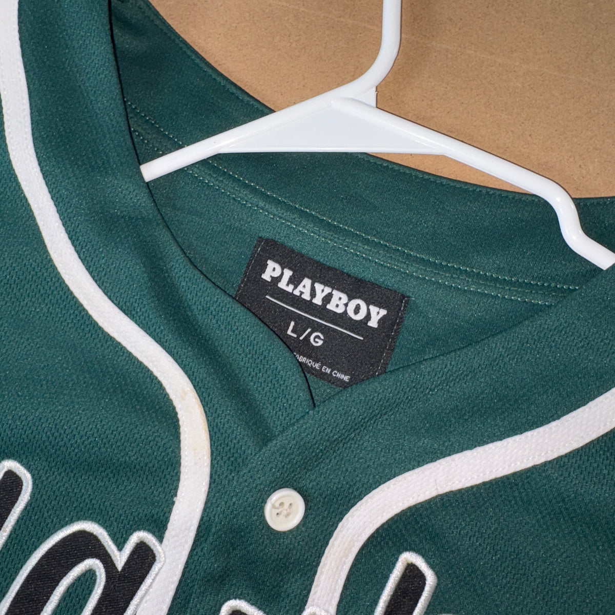 Playboy Green Embroidered Baseball Jersey T Shirt - L